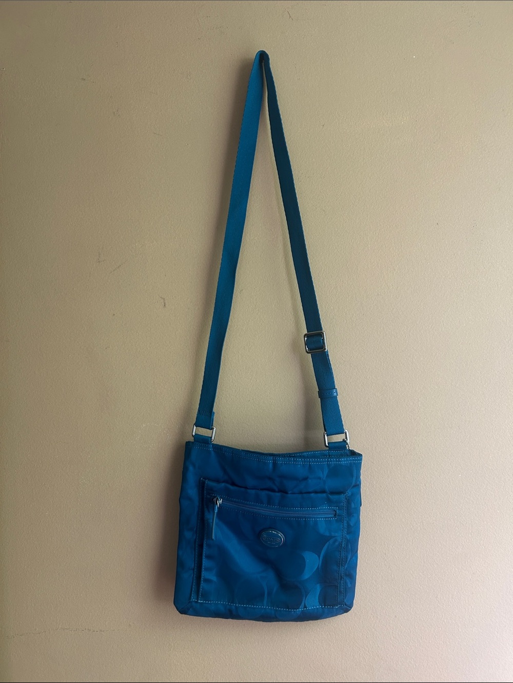👜 Coach Teal Blue Nylon Crossbody Bag 👜